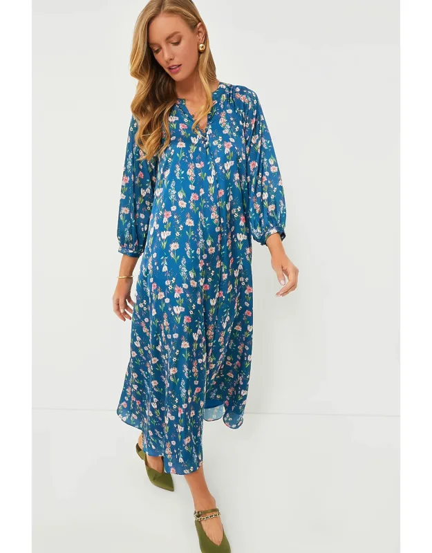 Zoe Maxi Dress With Blouson Sleeves And Floral Pattern