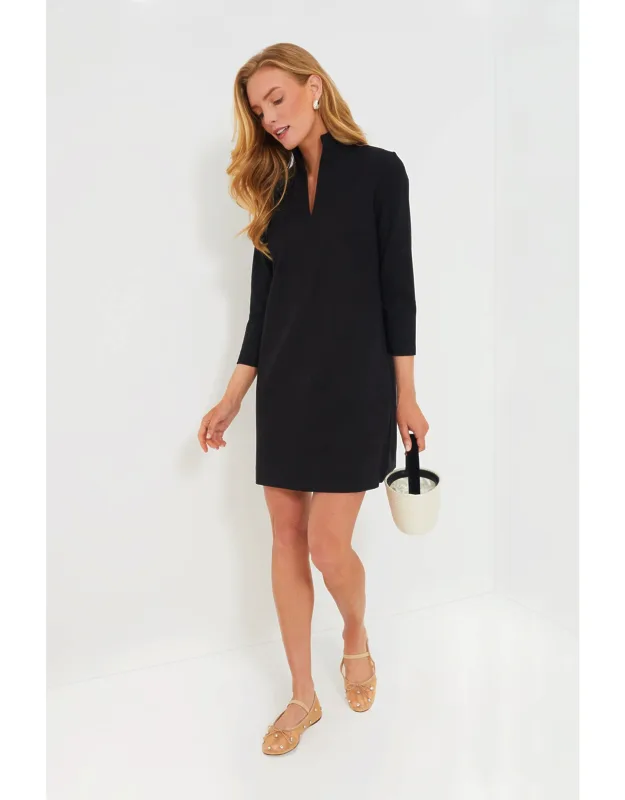 Clifton Dress With Stand Collar And V-neckline