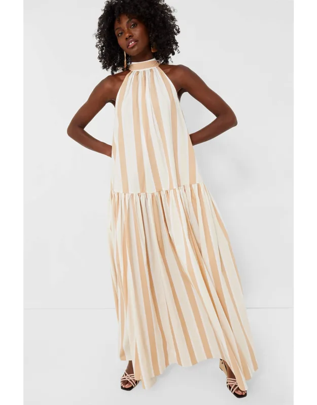 Sand Stripe Midi Dress