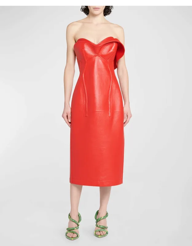 Thick Glossy Leather Bustier Dress