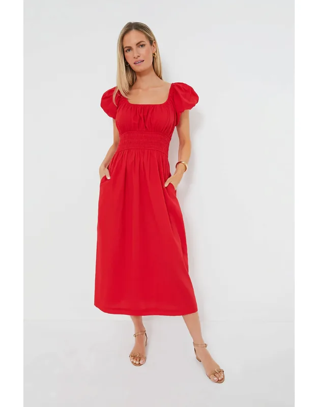 Flynn Dress With Puff Sleeves And Smocked Waist