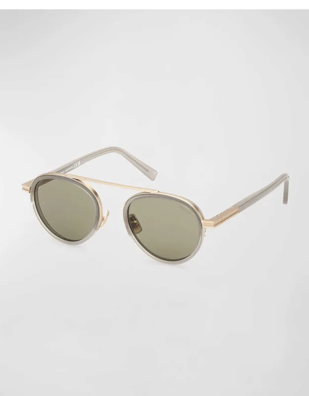 Orizzonte Ii Metal-acetate Round Sunglasses