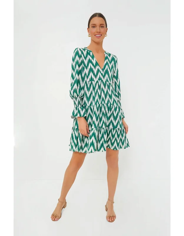 Ikat Kenzo Dres With Flutter Cuffs And V-neckline