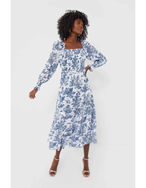 Toile Long Sleeve Midi Dress
