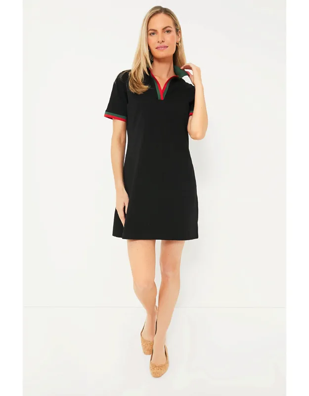 Hutton Polo Dress With Spread Collar And A-line Body