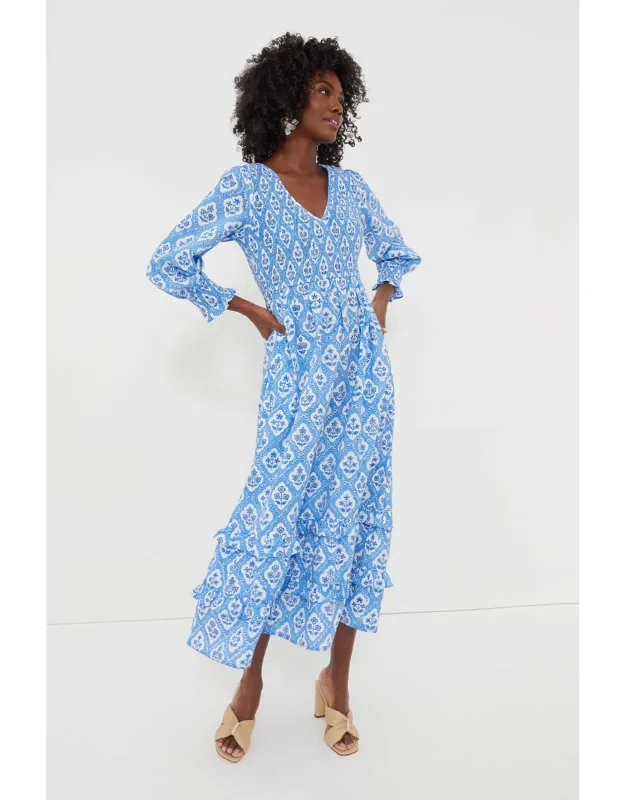 Exclusive Ocean Trellis V Neck Isabel Dress