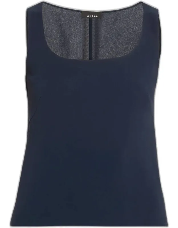 Scoop-neck Silk Georgette Tank Top