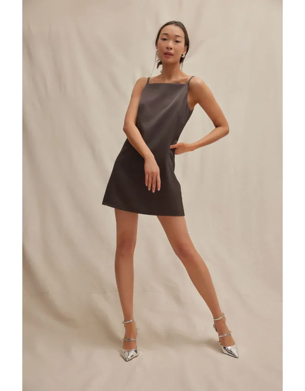 Chocolate Satin Lara Dress