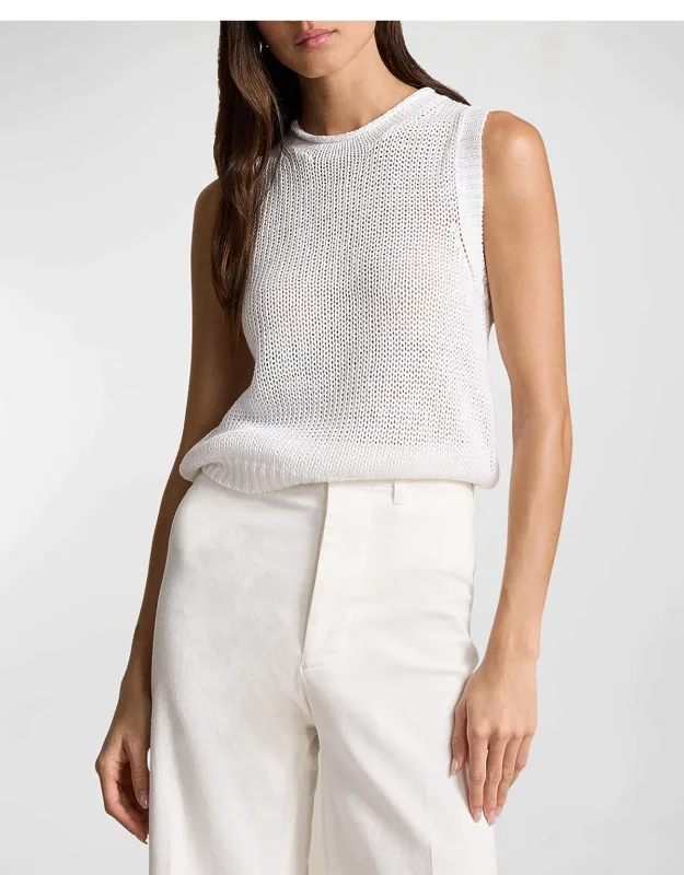 Linen-cotton Sleeveless Sweater Tank