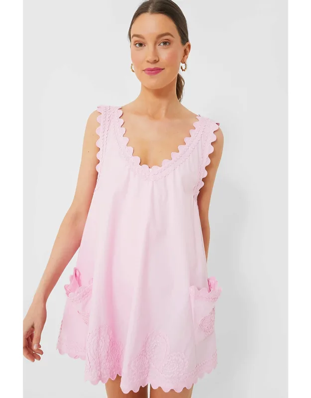 Low Back Dress With Ric Rac Embroidery