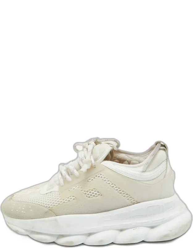 White Suede And Pvc Chain Reaction Sneakers