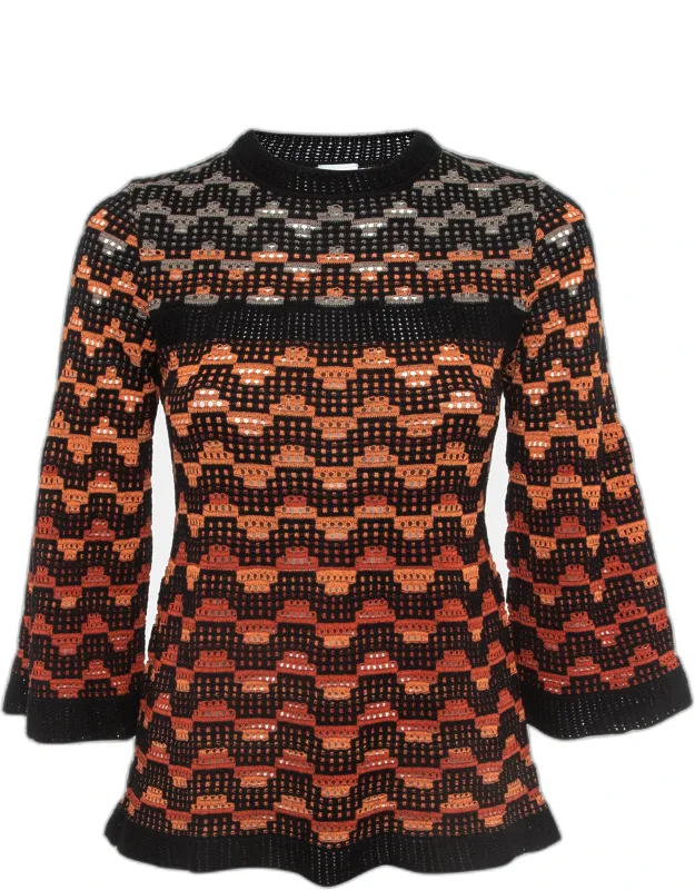 Eyelet Knitted Flared Sweatshirt