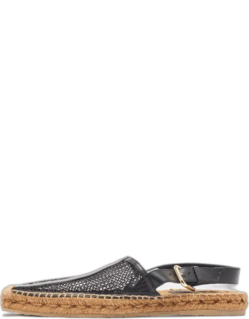 Mesh And Leather Slingback Espadrilles