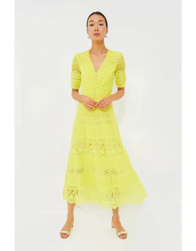 Citrine Lea Long Lace Dress