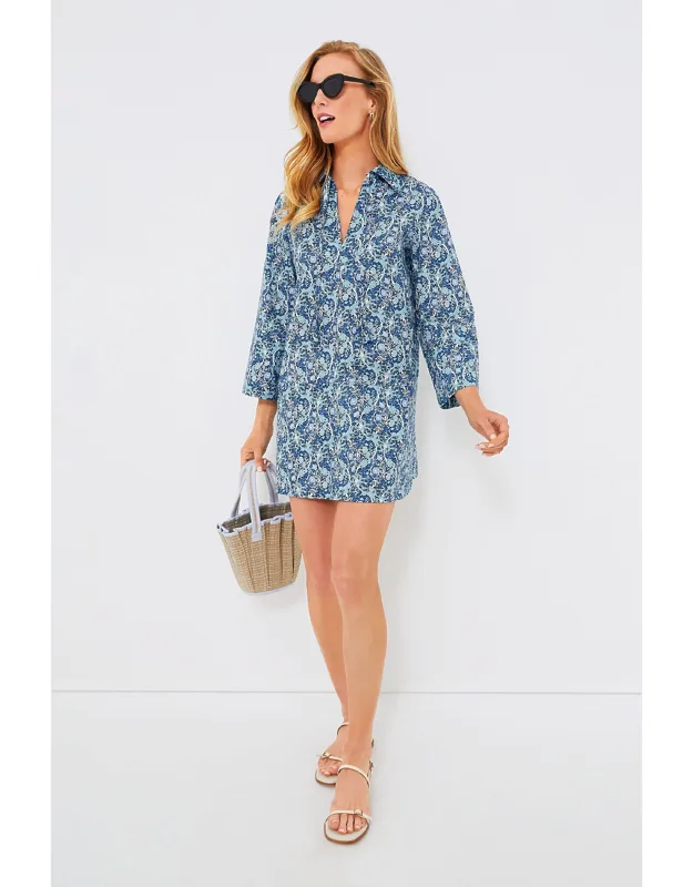 Long Sleeve Carrington Collared Mini Dress With Bracelet Length Sleeves And Relaxed Fit