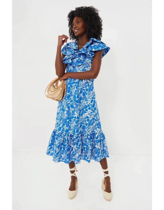 Beaufort Midi Dress With Ruffle Layers And Smocking Panel