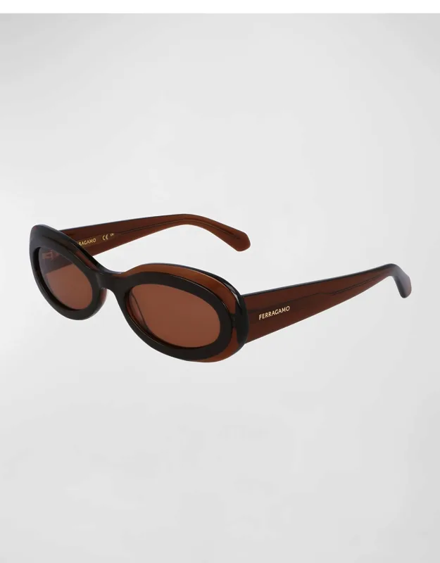 Classic Logo Acetate Oval Sunglass