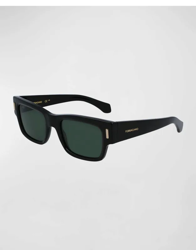 Rivet Acetate Rectangle Sunglasses, 53mm
