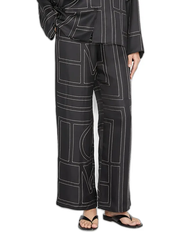 _pajama Pants With Elastic Drawstring Waistband And Side Slip Pockets_