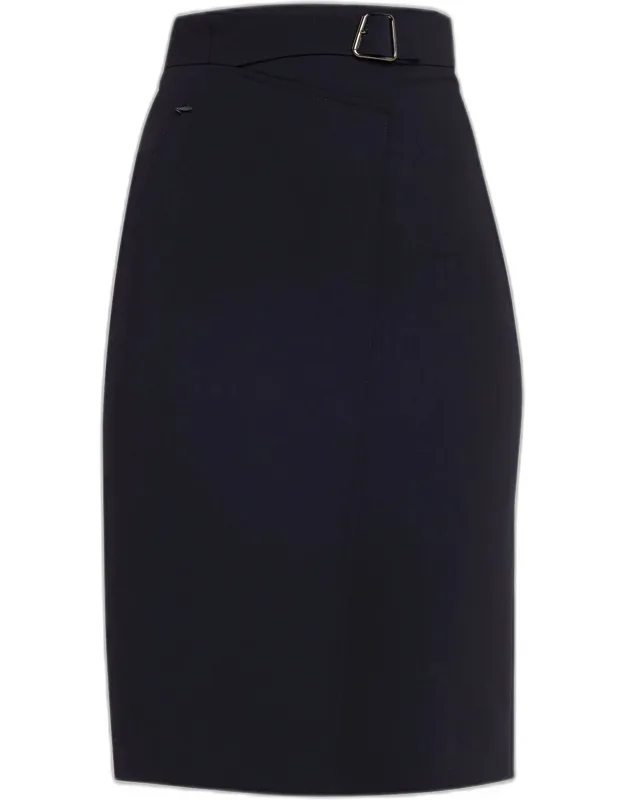 Wrapped Wool Pencil Skirt