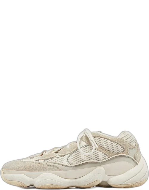 White Mesh And Suede 500 Bone White Sneakers