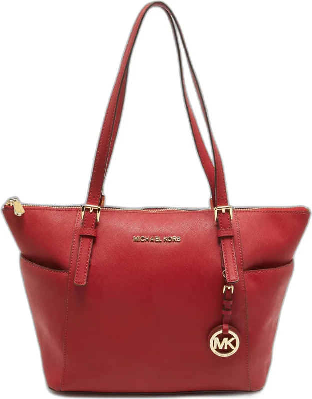 Saffiano Leather Jet Set Top Zip Tote