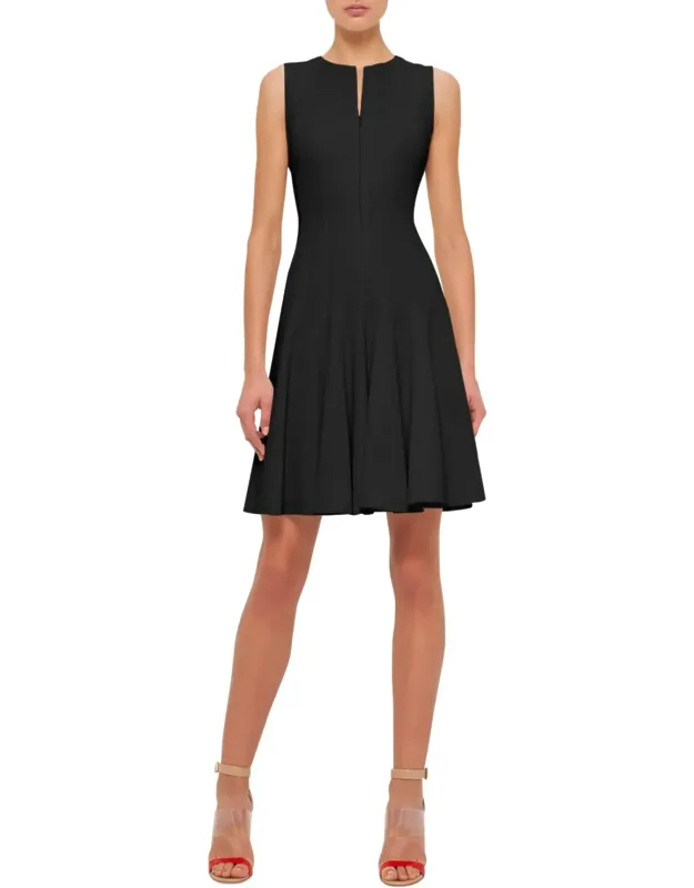 Sleeveless Zip-front Seamed A-line Dres