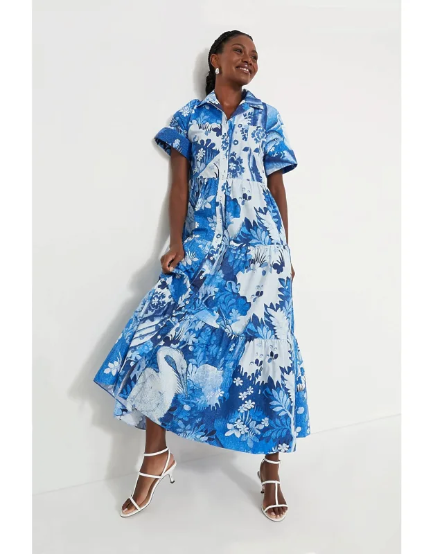Lupin Blue Short Sleeve Midi Dress