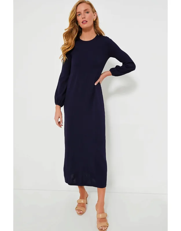 Lennox Dres With Long Blouson Sleeves And Fitted Bodice