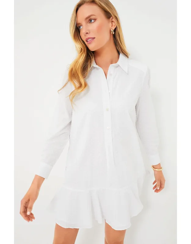 Callahan Shirt Dres With Invisible Side Pockets And Flutter Hemline
