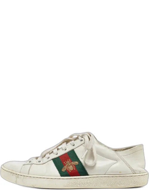 White Leather Ace Low Top Sneakers