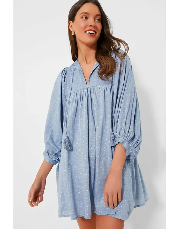 Chambray Polka Dot Daisy Dress