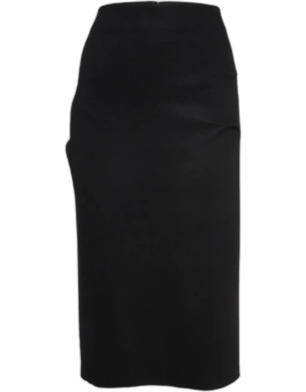 Wool Pleated Detail Pencil Skirt