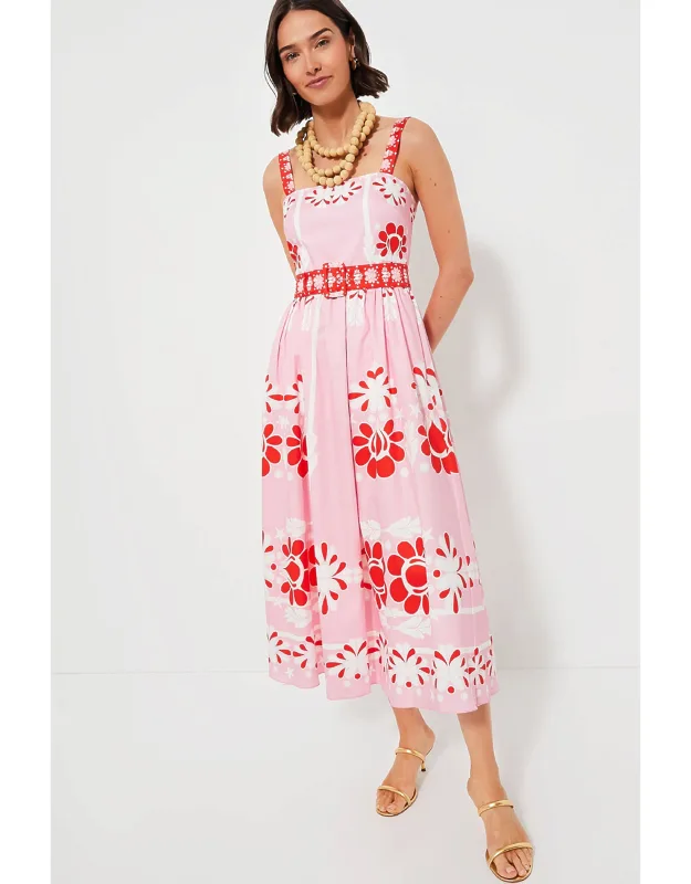 Geo Flower Ninet Midi Dress