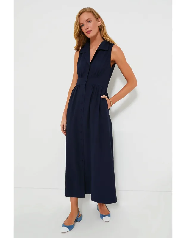 Noelle Maxi Dress With Notched Lapels And Fit-and-flare Silhouette
