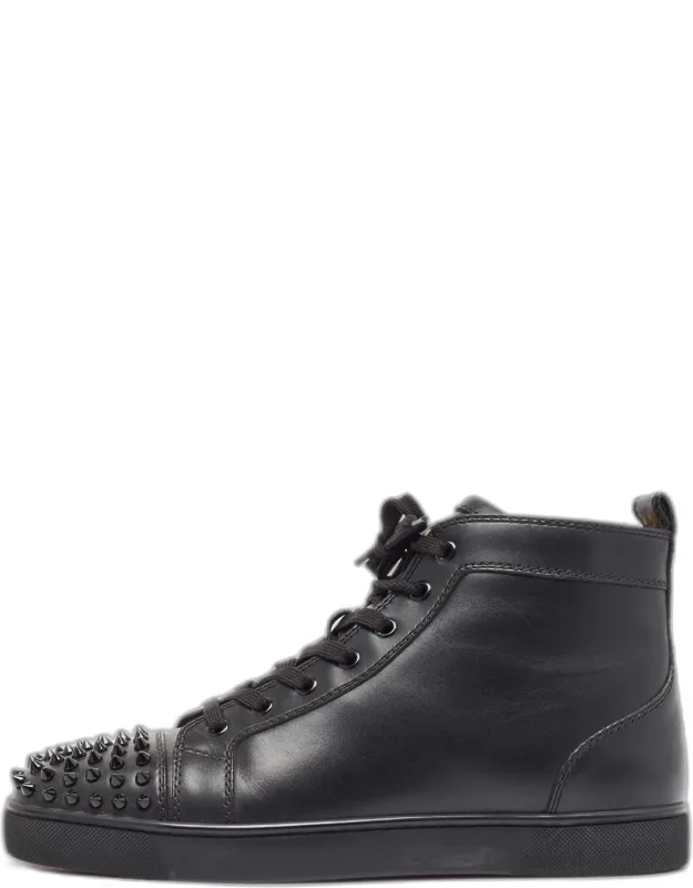 Christian Louboutin Lou Spikes High Top Sneakers With Hand-placed Spikes And Signature Red Soles
