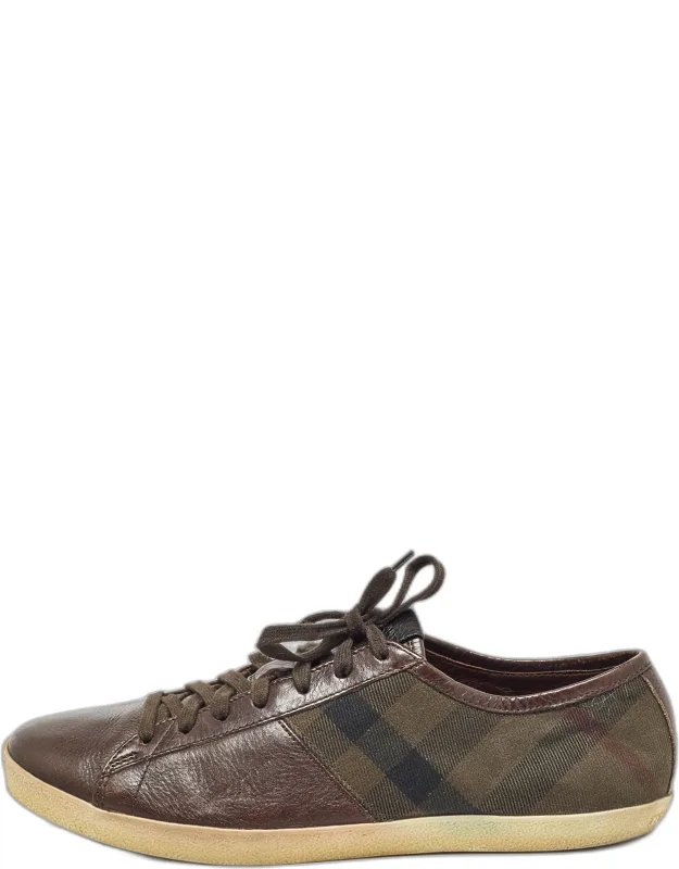 Burberry Leather And Nova Check Canvas Sneakers With Comfortable Insoles
