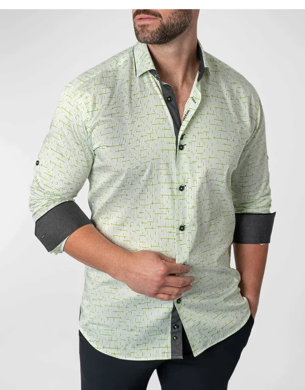 Contrast-reverse Patterned Dress Shirt