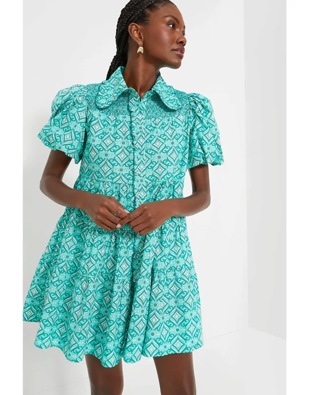 Mint Green Geo Floral Mini Dress