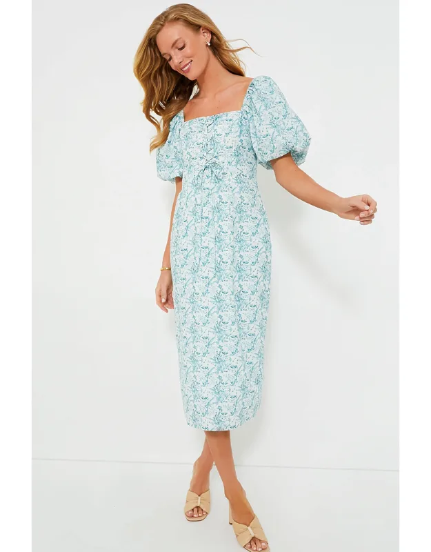Floral Lace-up Midi Dress