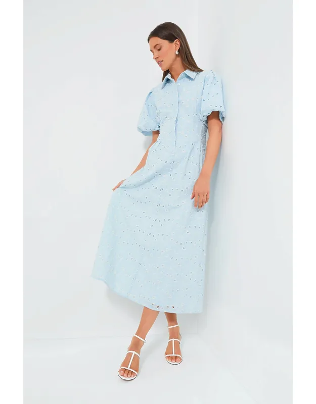 Airy Blue Eyelet Dress