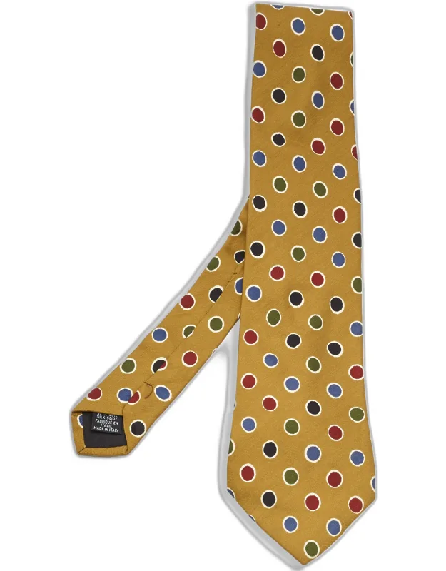 Yellow Dotted Silk Traditional Tie