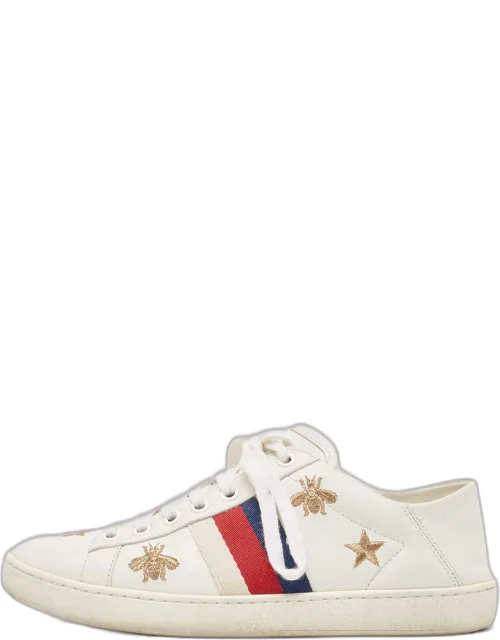 White Leather Star Ace Low Top Sneakers