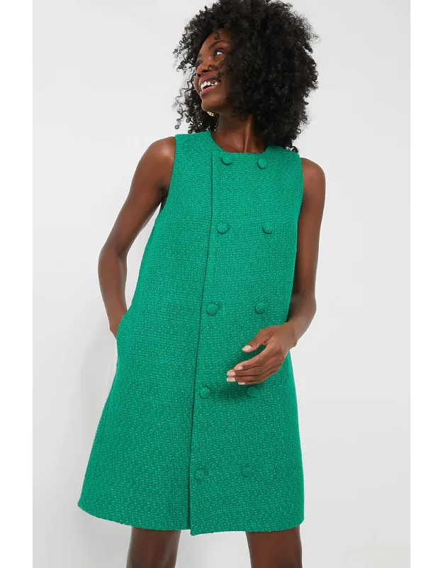Emerald Green Tweed Bianca Dress
