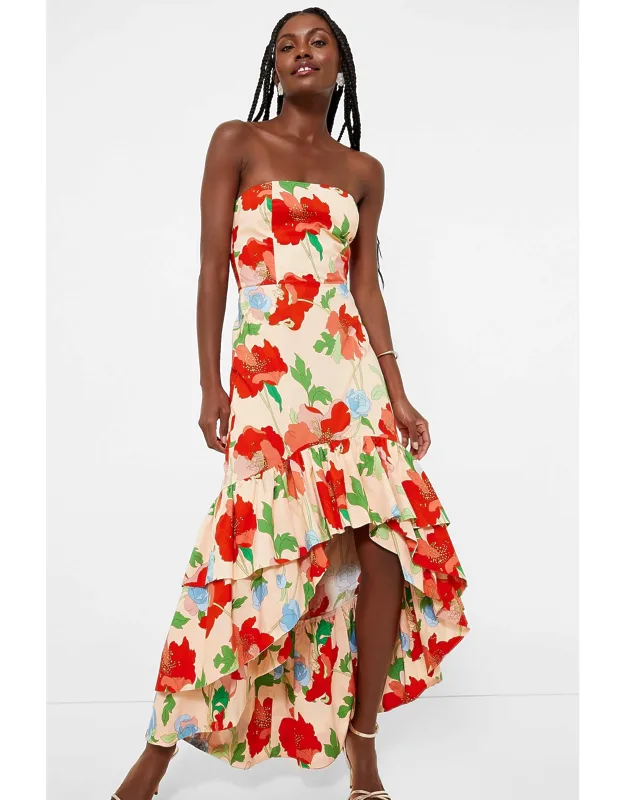 Multi Floral Strapless Dress