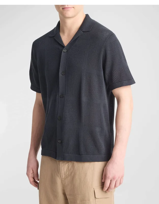 Patchwork Pointelle Camp Shirt