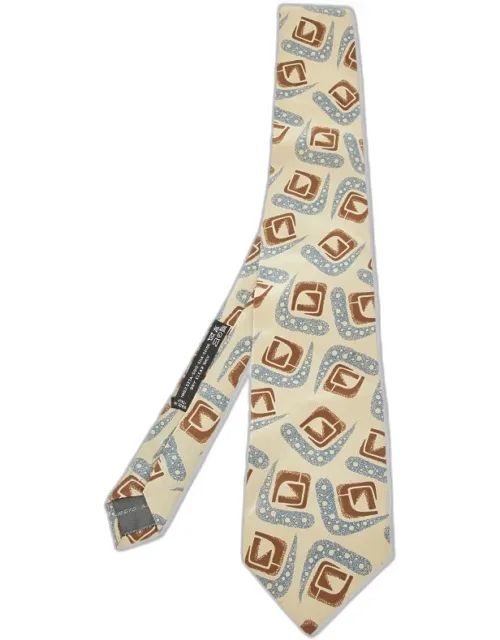 Vintage Khaki Printed Silk Tie