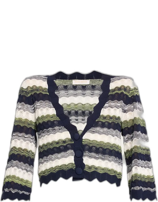 Wavy Knit Cropped Cardigan