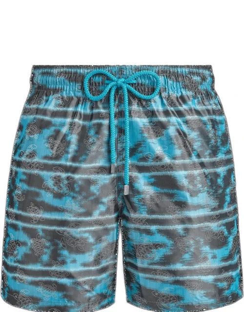 Silk Swim Shorts With Zebra Stripes