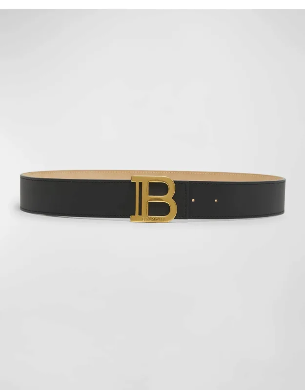 Monogram Buckled Leather Belt
